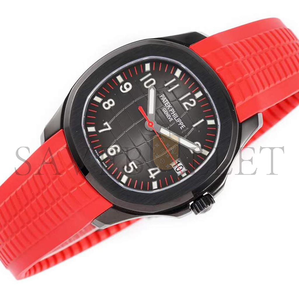 P**ek Ph**ppe aquanaut‘black venom’black dial on red rubber strap watch 5167a